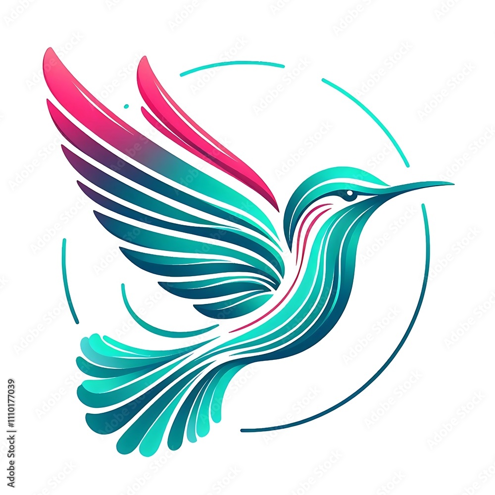 Colorful stylized hummingbird in flight. Colorful stylized hummingbird in flight.