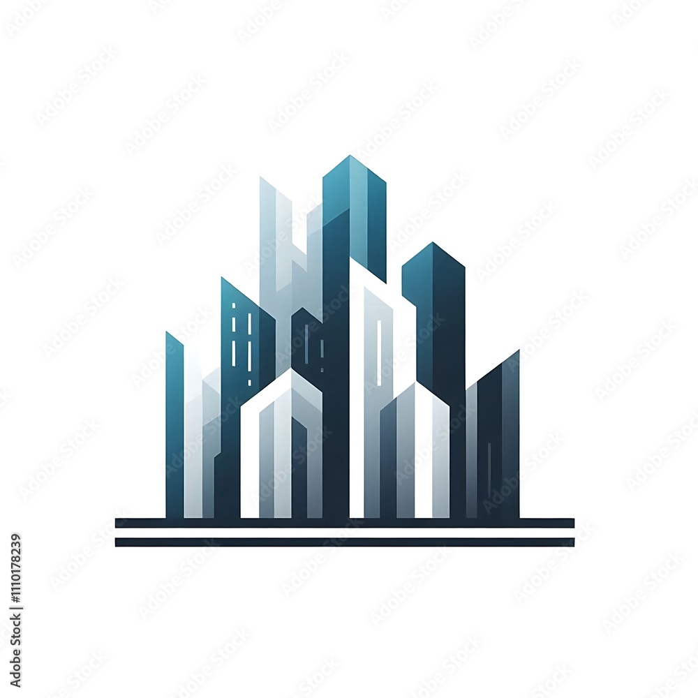 Abstract city skyline in blue tones. Abstract city skyline in blue tones.