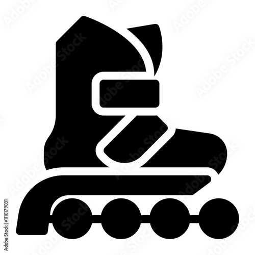 Roller skate Icon in Glyph Style. Black Fill