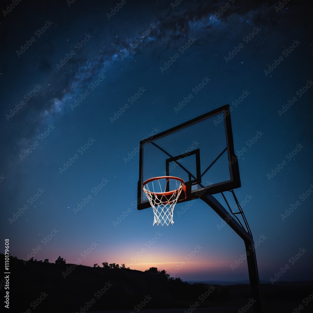 Naklejka premium Basketball Dreams Under the Stars