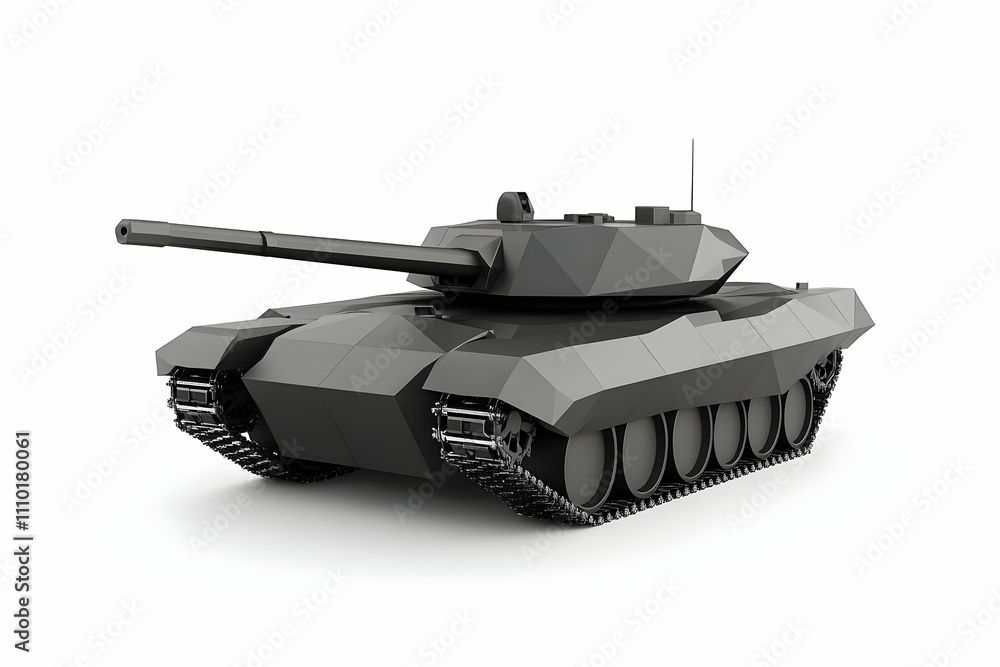 Fototapeta premium A geometric representation of a tank, showcasing a modern design with angular shapes.