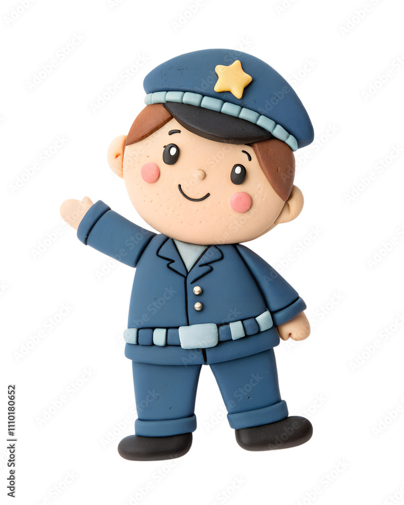 a clay Cute policeman, isolated on a transparent background a clay Cute policeman, isolated on a transparent background