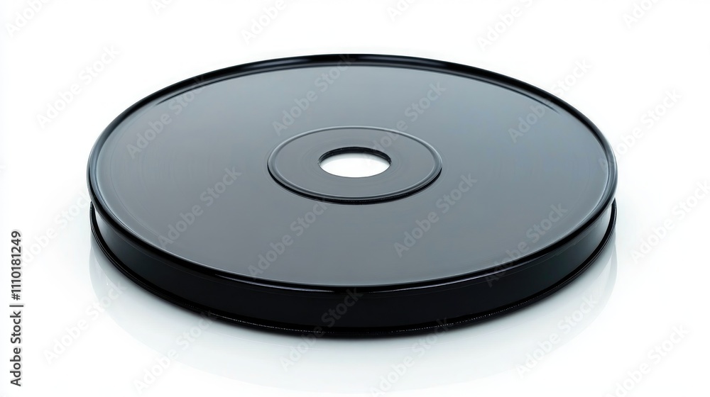 Black disk storage media in a case isolated on a white background showcasing its sleek design and functionality for data preservation. Black disk storage media in a case isolated on a white background showcasing its sleek design and functionality for data preservation.
