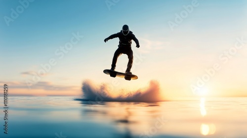 Wallpaper Mural A man is riding a surfboard in the air over the ocean Torontodigital.ca