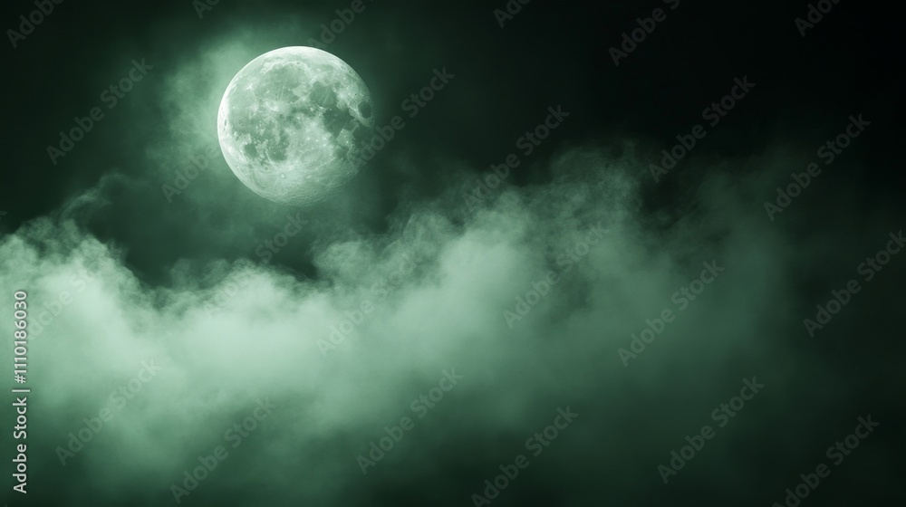 A house is covered in smoke and the moon is in the background A house is covered in smoke and the moon is in the background