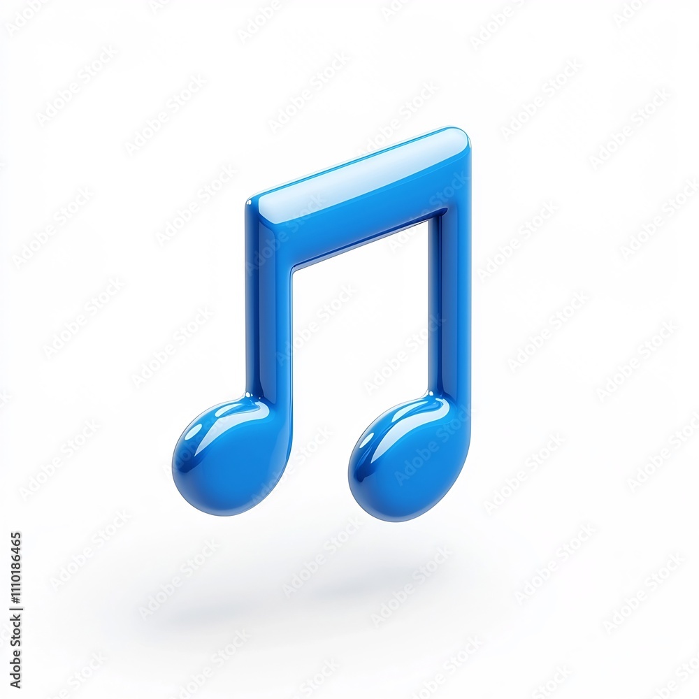 Vibrant 3D Musical Note Icon with Floating Symbols in Smooth Minimalist Design Vibrant 3D Musical Note Icon with Floating Symbols in Smooth Minimalist Design