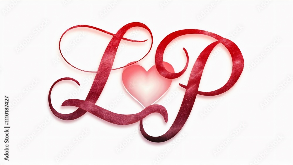 Romantic LP Initials with Heart, Valentine's Day Design, Wedding Monogram, Couple's Logo Romantic LP Initials with Heart, Valentine's Day Design, Wedding Monogram, Couple's Logo
