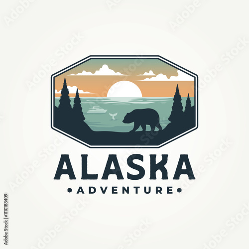 vintage Alaska adventure poster logo vector illustration design. retro Alaska national park emblem logo concept