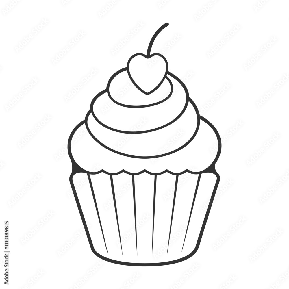 Playful Lineart Pastel Cupcake Illustration with Smooth Layers and Glossy Frosting. Playful Lineart Pastel Cupcake Illustration with Smooth Layers and Glossy Frosting.