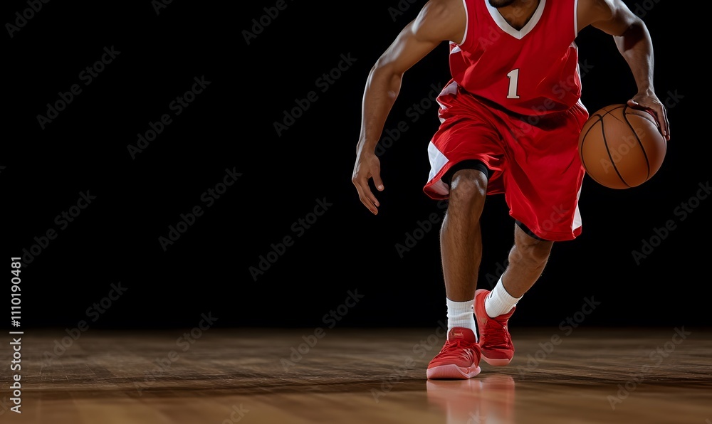 Fototapeta premium Young male basketball player playing game on court, Generative AI 