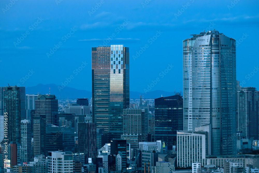 東京の夕暮れ時を展望台から眺める 東京の夕暮れ時を展望台から眺める