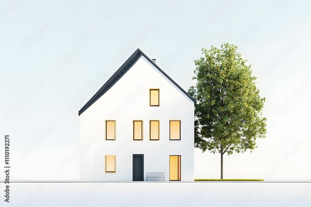 Naklejka premium 3d minimalist modern house and design 