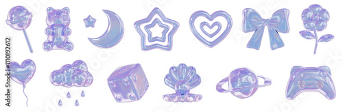 Y2K ホログラム 3D イラスセット