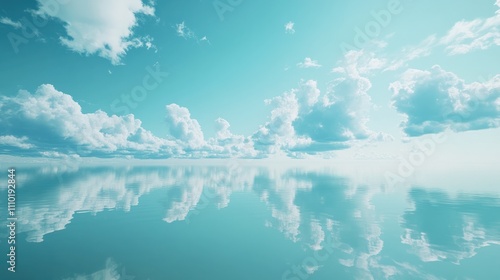 beautiful lake view, beautiful sky, Calm lake reflection against the blue sky with white clouds, Valdis lake, Turna, Latvia photo