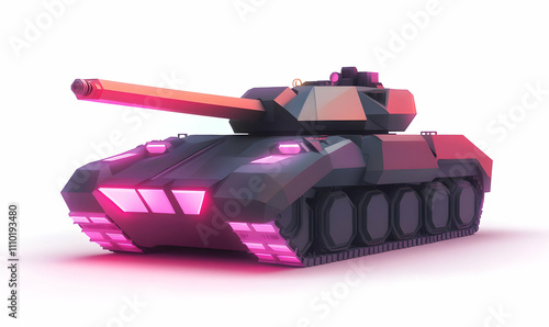 Fototapeta Naklejka Na Ścianę i Meble -  A stylized, low-poly tank with vibrant colors and a futuristic design.