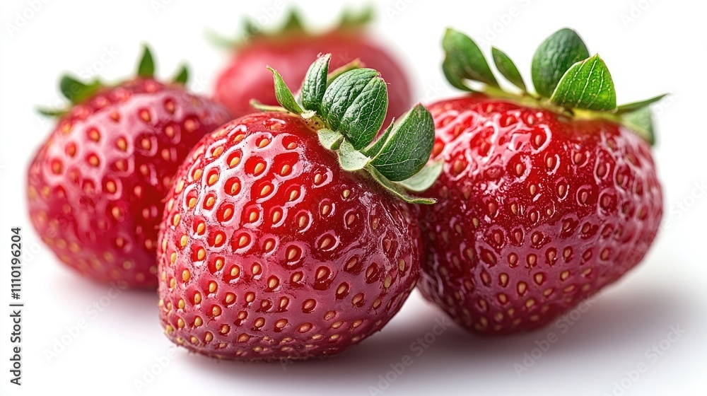 Fresh ripe strawberries arranged on a white background showcasing their vibrant red color and green leaves. Perfect for culinary concepts. Fresh ripe strawberries arranged on a white background showcasing their vibrant red color and green leaves. Perfect for culinary concepts.