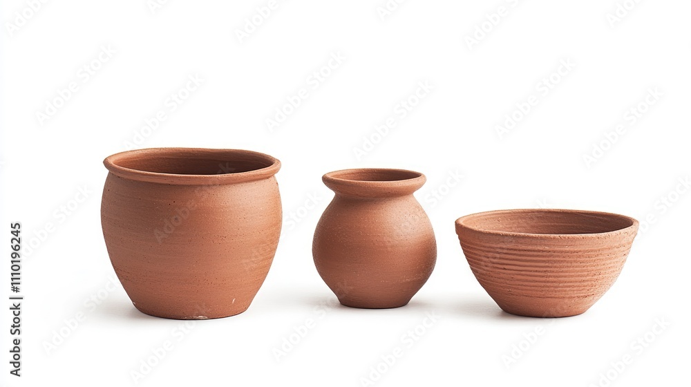 Traditional handmade red clay vessels and dishware displayed on a clean white background showcasing artisanal craftsmanship and rustic charm. Traditional handmade red clay vessels and dishware displayed on a clean white background showcasing artisanal craftsmanship and rustic charm.