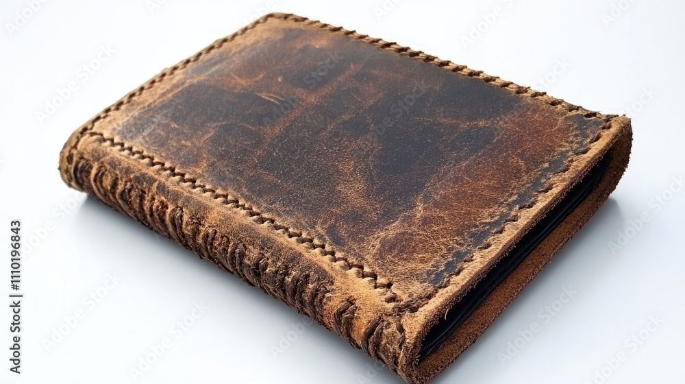 Classic men's leather wallet on a clean white background showcasing its rich texture and vintage appeal for luxury accessory promotions Classic men's leather wallet on a clean white background showcasing its rich texture and vintage appeal for luxury accessory promotions