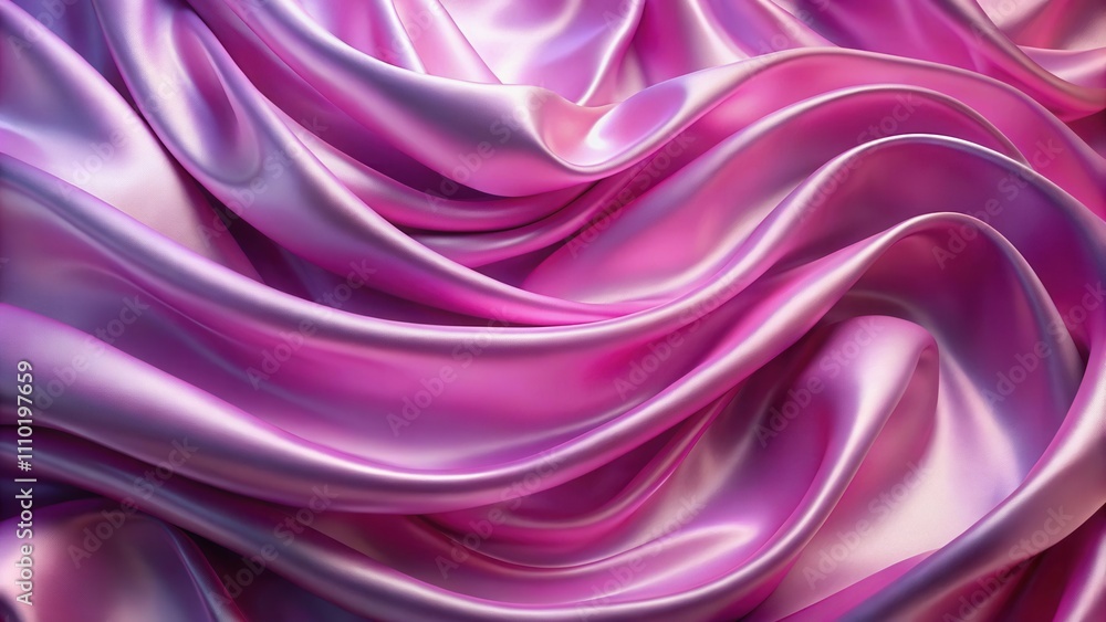 Fototapeta premium Abstract Draped Pink Satin Fabric Background With Smooth Waves and Curls
