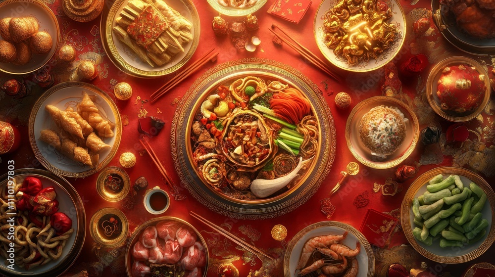 Exquisite 3D Representation of Traditional Chinese Cuisine Feast Exquisite 3D Representation of Traditional Chinese Cuisine Feast