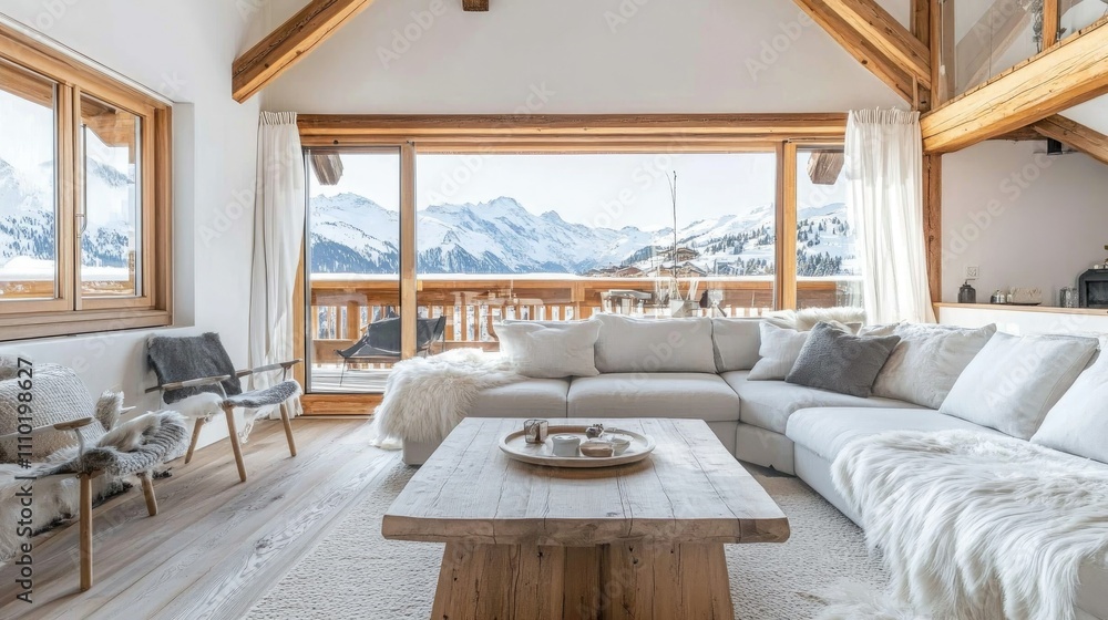 Bright living room in Nordic style, with simple decor, natural wooden elements, and soft white and gray furnishings Bright living room in Nordic style, with simple decor, natural wooden elements, and soft white and gray furnishings