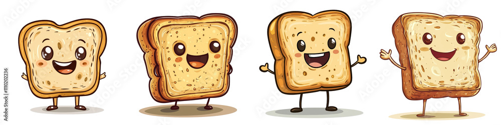 Cartoon character of garlic bread, isolated on a white background. Mix Collection PNG. Cartoon character of garlic bread, isolated on a white background. Mix Collection PNG.