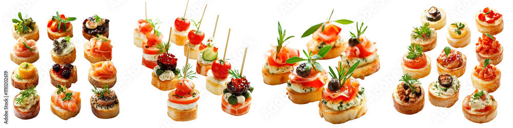 Canapes isolated on a white background. Mix Collection PNG. Canapes isolated on a white background. Mix Collection PNG.
