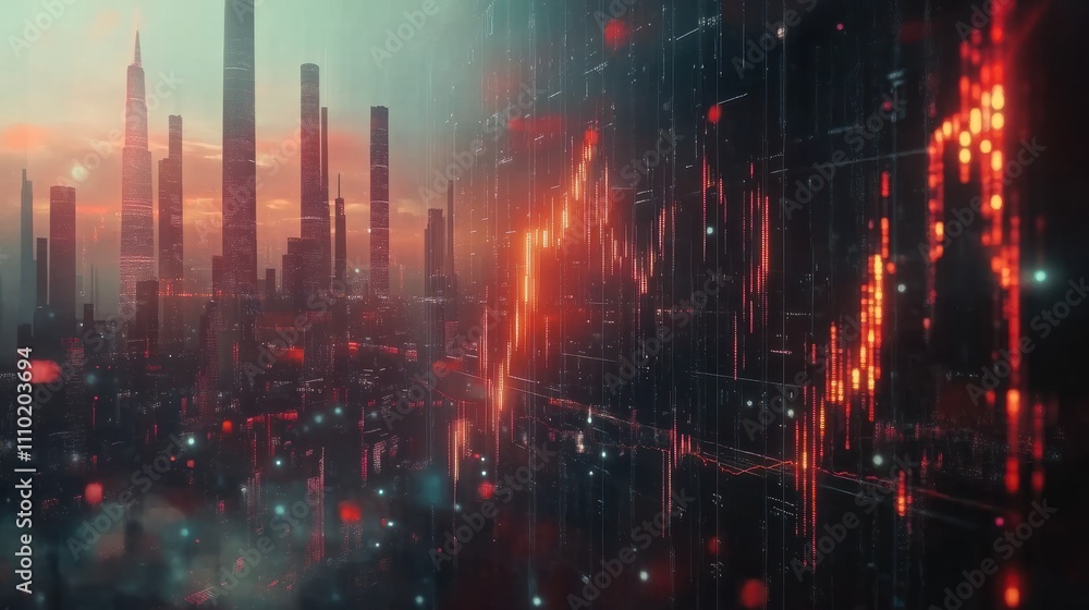 Naklejka premium Business graph stock market trading in graphic concept growth income financial investment or Economic trends business. Generative AI.