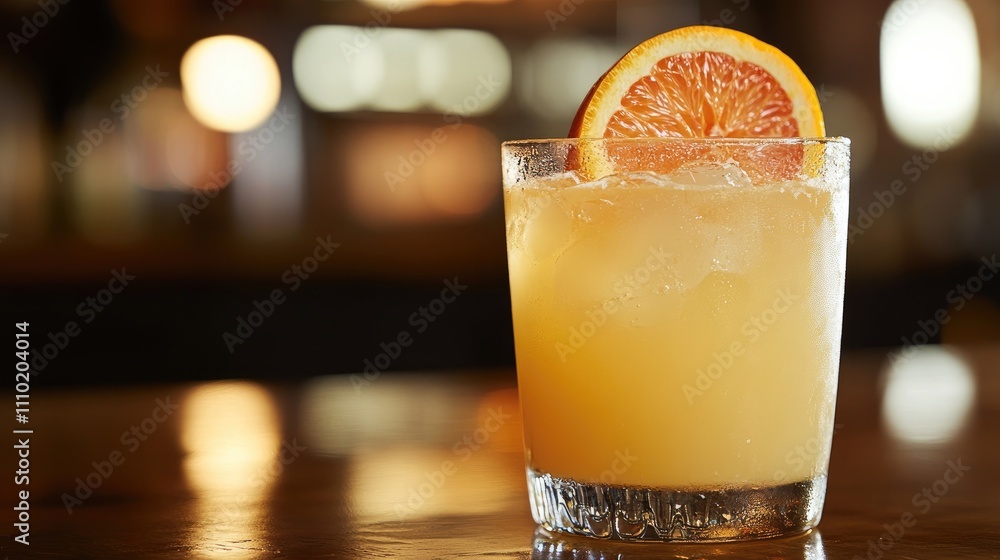 Refreshing Citrus Cocktail with Ice and Orange Slice Garnish Refreshing Citrus Cocktail with Ice and Orange Slice Garnish