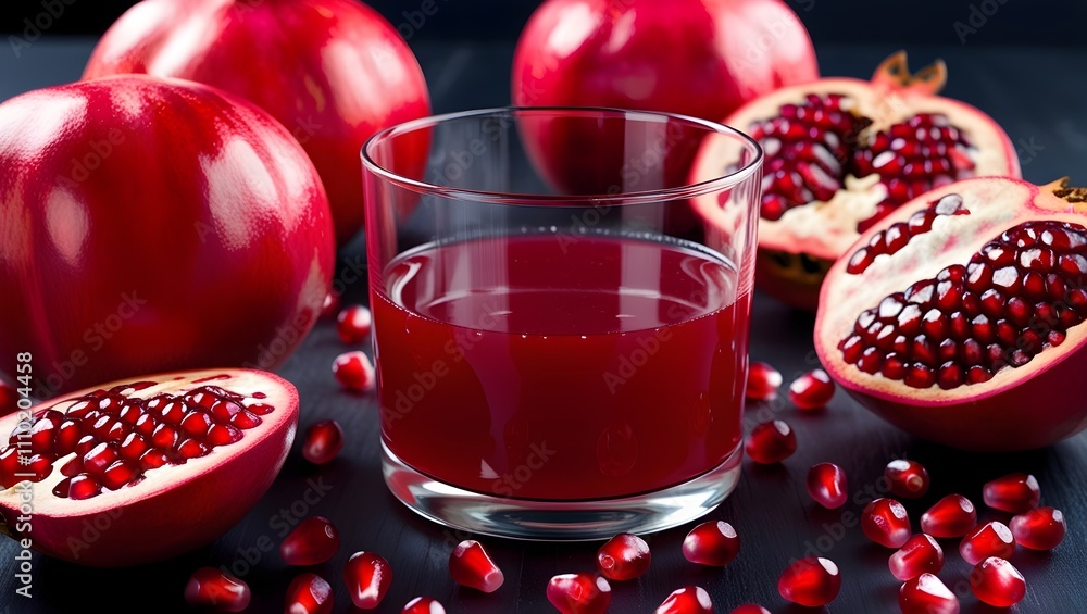 Glass of pomegranate juice on wooden background. Healthy drink Glass of pomegranate juice on wooden background. Healthy drink