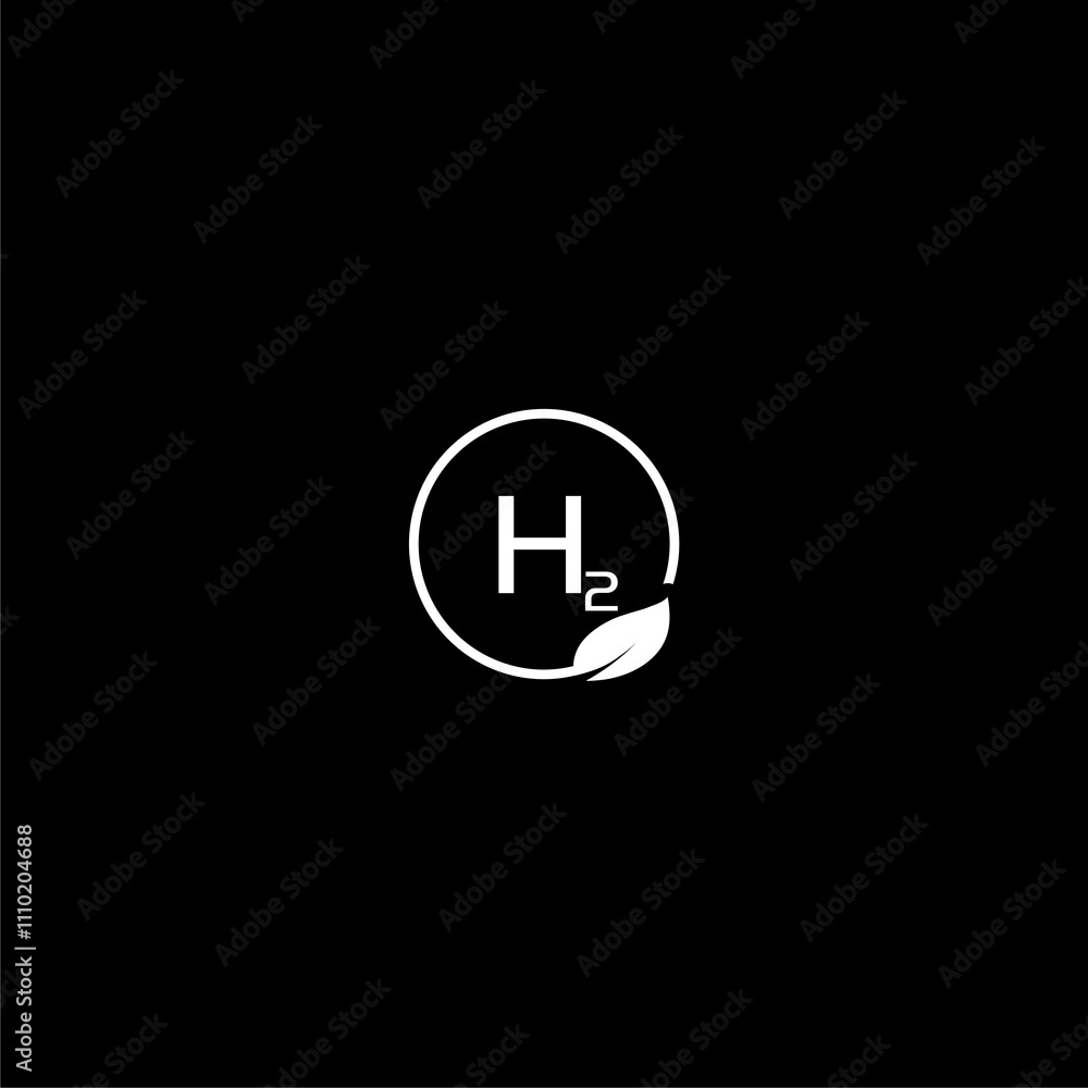 Hydrogen H2 alternative energy symbol icon isolated on dark background Hydrogen H2 alternative energy symbol icon isolated on dark background