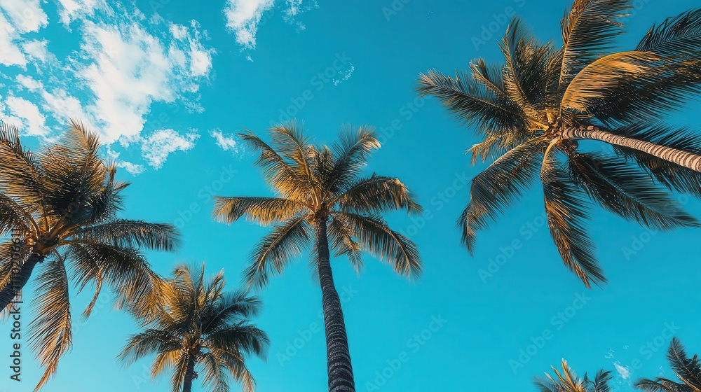 Obraz premium A travel image showing blue sky with palm trees