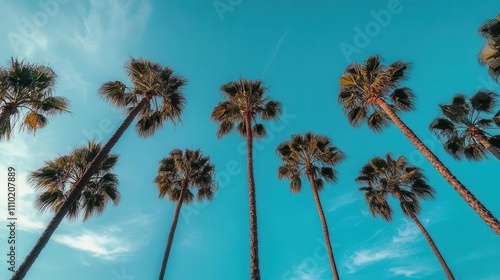 A travel image showing blue sky with palm trees