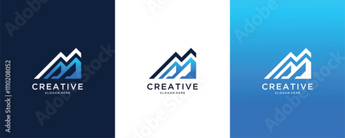 Fotografía modern investment mountain logo, growth direction, vector logo design element