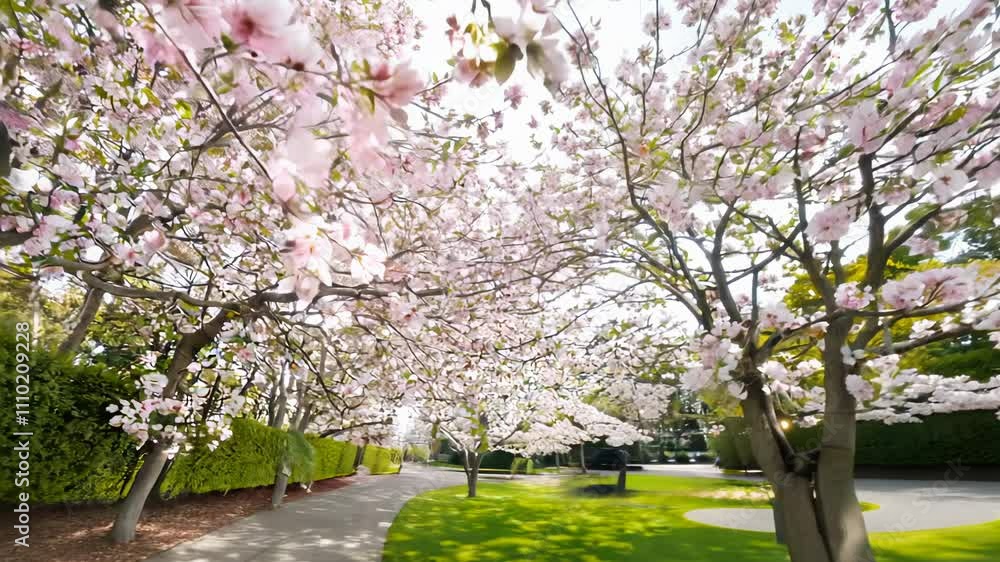 360-degree video of cherry blossom trees in a tranquil park with high key lighting, perfect for spring, romance, or nature projects 360-degree video of cherry blossom trees in a tranquil park with high key lighting, perfect for spring, romance, or nature projects