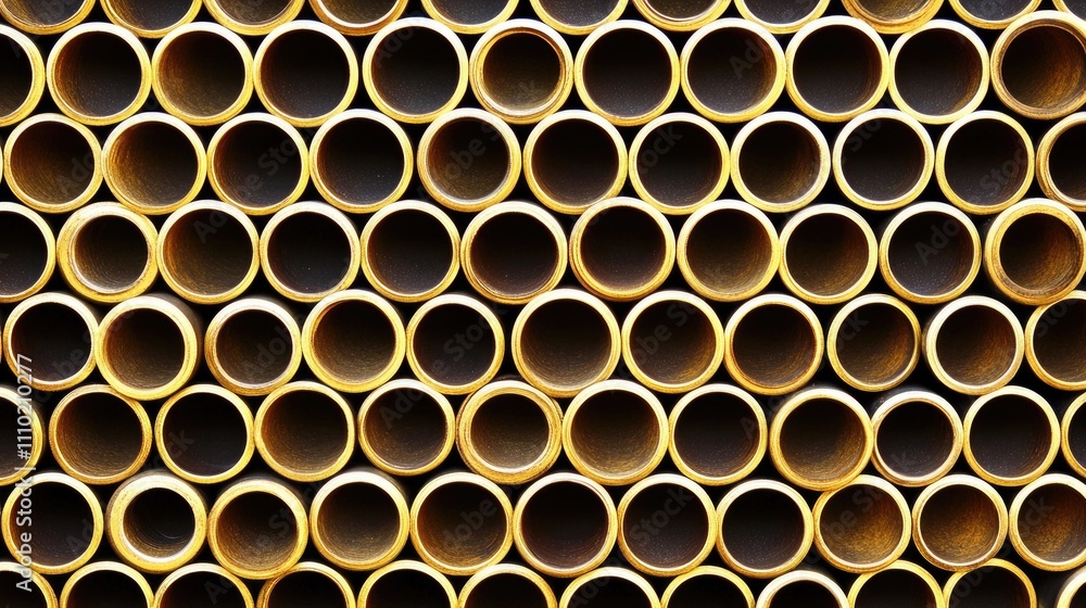 Steel pipes arranged in a seamless pattern showcasing industrial design and texture ideal for construction and engineering themes Steel pipes arranged in a seamless pattern showcasing industrial design and texture ideal for construction and engineering themes