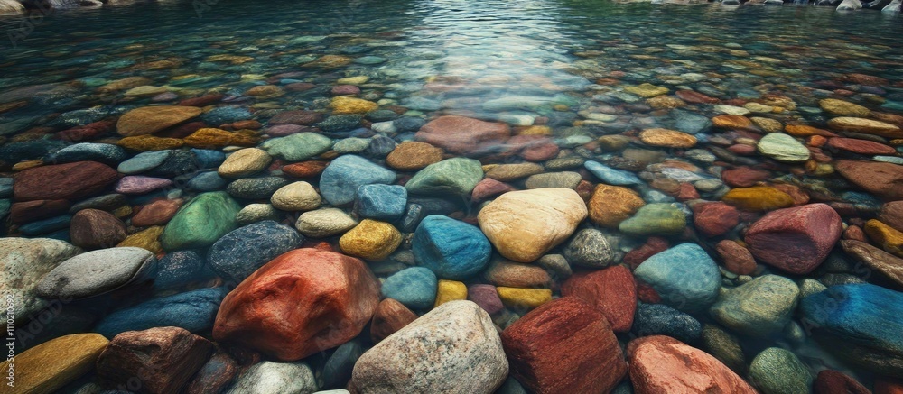 Colorful stones beneath clear water creating a serene natural landscape showcasing tranquility and beauty in nature. Colorful stones beneath clear water creating a serene natural landscape showcasing tranquility and beauty in nature.