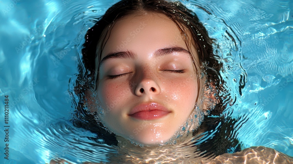 A girl is swimming in a pool and her face is in the water A girl is swimming in a pool and her face is in the water
