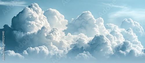 Dramatic gray and white clouds in a light blue sky with silhouette of an ascending airplane representing air travel and adventure concepts photo