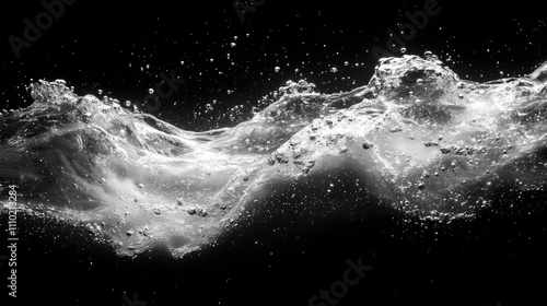 Wallpaper Mural Dynamic black and white image of turbulent water with visible air bubbles creating a wave-like pattern, emphasizing fluid motion, abstract, aquatic, nature. Torontodigital.ca