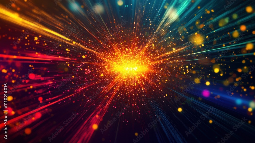 A vivid visualization of abstract, multi-colored sparks converging to form a unified, glowing explosion on a dark background A vivid visualization of abstract, multi-colored sparks converging to form a unified, glowing explosion on a dark background
