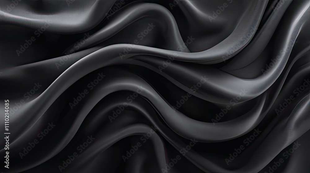 Elegant Flowing Black Satin Fabric With Soft Curves And Textures Elegant Flowing Black Satin Fabric With Soft Curves And Textures