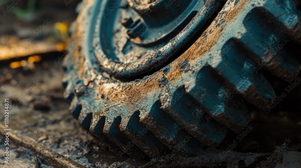 Rusty industrial gears covered in dirt and grime showcasing weathered mechanical equipment in a natural environment. Rusty industrial gears covered in dirt and grime showcasing weathered mechanical equipment in a natural environment.