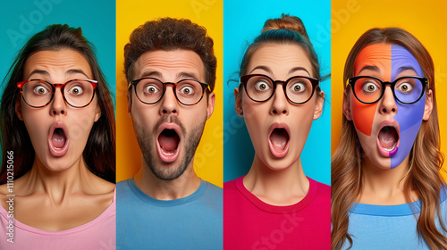 Surprised Expressions with Colorful Backgrounds photo