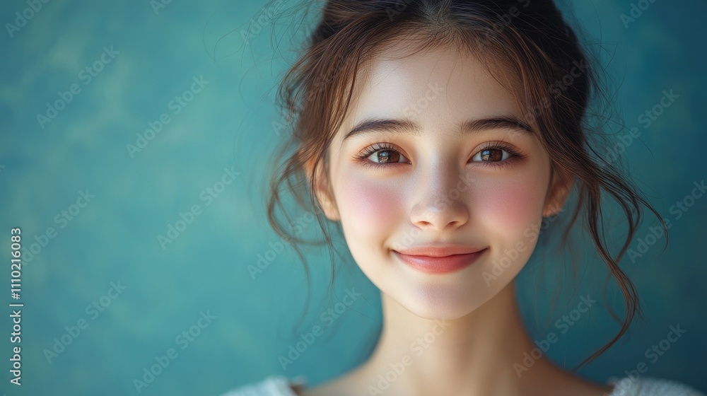 Smiling girl in white attire displaying a peace sign against a soft pastel blue background capturing joy and youthfulness in portrait photography Smiling girl in white attire displaying a peace sign against a soft pastel blue background capturing joy and youthfulness in portrait photography
