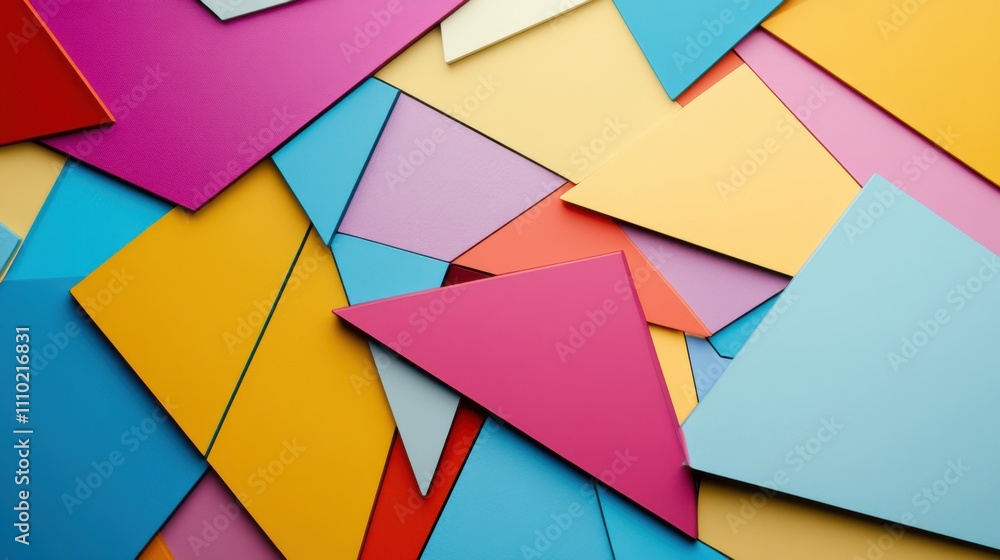 An abstract composition of multi-colored geometric shapes intersecting and blending into a cohesive, dynamic structure on a smooth surface An abstract composition of multi-colored geometric shapes intersecting and blending into a cohesive, dynamic structure on a smooth surface