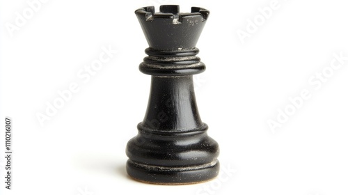 Elegant black chess queen piece isolated on a clean white background showcasing classic design and fine craftsmanship for chess enthusiasts photo