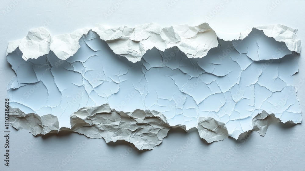 Torn textured paper with rough edges on a clean white background showcasing an abstract design and creative potential for various projects Torn textured paper with rough edges on a clean white background showcasing an abstract design and creative potential for various projects