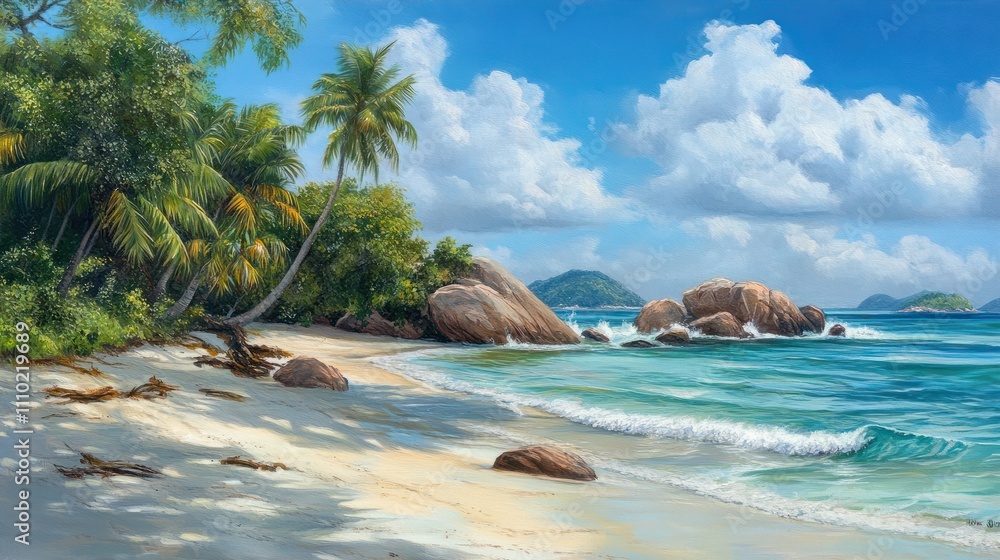 Fototapeta premium Mahe island, tropical beach in Seychelles