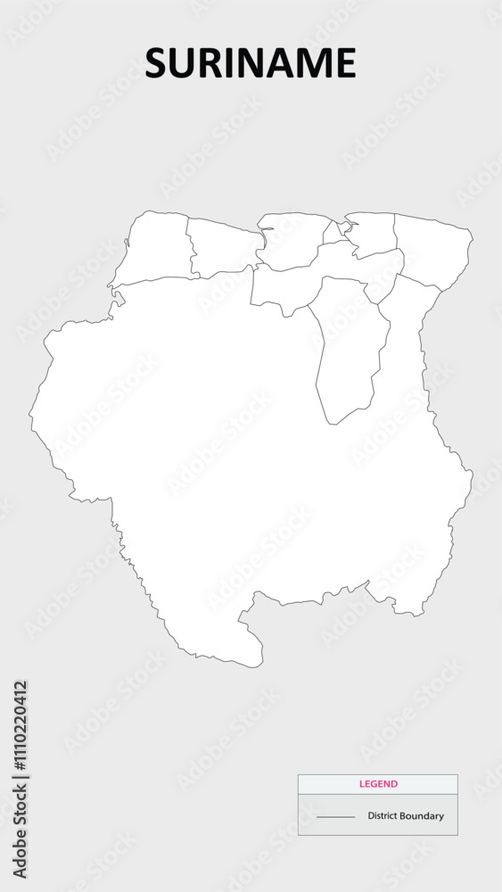 Fototapeta Suriname Map. State map of Suriname. Administrative map of Suriname with states names in outline.